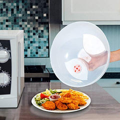 Microwave Plate Cover clear,Easy Grip large microwave Plate Splatter Guard Lid With Steam Vent Microwave Food Cover, BPA Free & 11.5 Inch, Dishwasher Safe-with anti-scalding silicone hand clip