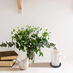 WINHC 5-Piece Silicone Coasters with Holder for Drink Absorbent, Anti-Slip Durable Reusable Eco-Friendly Large Size Coasters for Glasses on Outdoor Patio Furniture, Dinner Table or Bar (Gray)