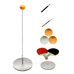 Table Tennis Trainer with Elastic Soft Shaft, Decompression Leisure Sports 2 Table Tennis Paddle 3Ping Pong Balls Stainless Steel Base 1 ,Set Table Tennis Trainer Indoor or Outdoor Play