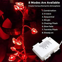 14.5ft 40LED Valentines Decorations String Lights, Heart Shape Valentines Day Decor for Indoor Outdoor Home Room Party Wedding Hanging