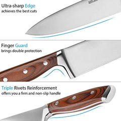 Knife Set,15-Piece Kitchen Knife Set with Block Wooden,Chef Knife Set with Sharpener,Germany High Carbon Stainless Steel Knife Block Set,Boxed Knife Sets,ROMEKER