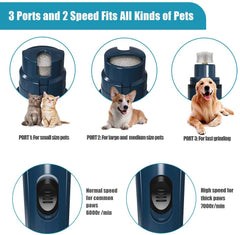 Casfuy Dog Nail Grinder,Pet Nail Grinder, Adjustable Power 2-Speed Electric Rechargeable Pet Nail Trimmer Painless Paws Grooming & Smoothing for Small Medium Dogs & Cats(Drak Blue)