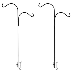 Ashman Double Span Black Deck Hook, Made of Premium Metal, Super Strong with 46-Inch Length and ideal for Bird Feeders, Plant Hangers, Coconut Shell Hanging Baskets, Lanterns and Wind Chimes and more!