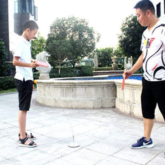 Table Tennis Trainer with Elastic Soft Shaft, Decompression Leisure Sports 2 Table Tennis Paddle 3Ping Pong Balls Stainless Steel Base 1 ,Set Table Tennis Trainer Indoor or Outdoor Play