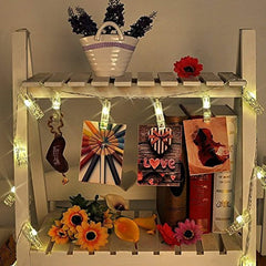40 LED Photo Clip String Lights, Battery Powered Lights with Photo Clips,Picture Lights for Hanging Photos Pictures Cards, Memos, Artwork, Ideal Gift for Dorms Bedroom Decoration (Warm White)
