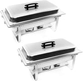 ALPHC LIVING 70012 2 Pack 8QT Chafing Dish High Grade Stainless Steel Chafer Complete Set, One Pack, white