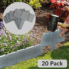 CenYC 5m Grey Stone Effect Lawn Grass Edging | Garden Plant Flower Bed Border | M&W