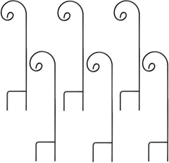 Shepherd's Hooks, Black, Made of Premium Metal for Hanging Solar Lights, Bird Feeders, Mason Jars, Plant Hangers, Flower Basket, (6 Pack) by AshmanOnline
