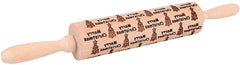 Embossed Wooden Rolling Pins Engraved Embossing Wood Roller Pin with Christmas Patterns for Baking Cookies by Unihoh