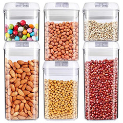 Food Storage Container, MCIRCO Air-Tight Cereal & Dry Food Storage Set- 6 Piece Set with Free 20 Pcs Chalkboard Labels - Food Grade Durable Plastic BPA Free - Keep Food Dry & Fresh with Easy Lock