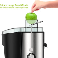 ELIKIDSTO Juicer Machines,Juicer,Large 3 Inch Feed Chute Juicer for Whole Fruits and Vegetables,Faster Juicer with Dual Speed,Juice Residue Separation,Easy to Use/Clean,Anti-Drip