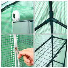 Oh right Small Walk-in Plants Greenhouse, 3-Tier 6-Shelf Stands Garden Green House, 56.3"x 28.7"x 76.7"