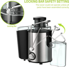 ELIKIDSTO Juicer Machines,Juicer,Large 3 Inch Feed Chute Juicer for Whole Fruits and Vegetables,Faster Juicer with Dual Speed,Juice Residue Separation,Easy to Use/Clean,Anti-Drip