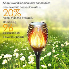 Poppin Kicks Flickering Flame Solar Torches Lights Waterproof Outdoor Landscape Decoration Lighting Dusk to Dawn Auto On/Off USB Charging Security Torch Light for Patio Driveway (4 Pack)