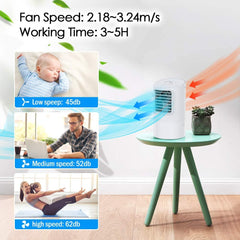 MOSAJIE Personal Air Cooler, Portable Air Conditioner, Desktop Cooling Fan, Mini Space Evaporative Air Cooler with with 7 Colors LED Lights, Timer, Handle, 3 Speeds for Home, Office, Room
