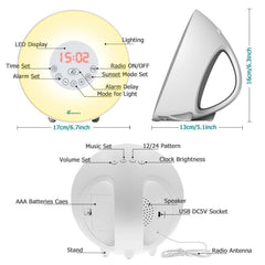 Sunrise Alarm Clock for Heavy Sleepers, Vansky Wake Up Light Digital Clock Multi-Colorful Night Light Bedside Lamp with Snooze Function, 6 Nature Sounds, FM Radio, Brightness Adjustable