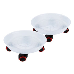 T4U 12" Round Plastic Plant Caddies Flower Planter Pot Stand Pack of 4, Movable Stand with Wheels Rack on Rollers Dolly Holder on Wheels Planter Trolley Casters Rolling Tray Coaster