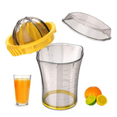 ELIKIDSTO Large Manual Citrus Orange Squeezer, Lemon Orange Juicer Manual Hand Squeezer with 2 Lid Rotation Press Reamers, 20 oz, Transparent Brown, 1 Cleaning Brush by Sarissa