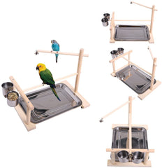 QBLEEV Parrots Playstand Bird Playground Wood Perch Gym Stand Playpen Ladder with Toys Exercise Playgym for Conure Lovebirds