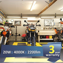 INSTACAN (Pack of 6) Barrina LED T5 Integrated Single Fixture, 4FT, 2200lm, 4000K (Daylight Glow), 20W, Utility Shop Light, Ceiling and Under Cabinet Light, Corded Electric with Built-in ON/Off Switch