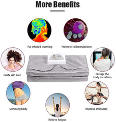 SEAAN Sauna Blanket Upgraded Far Infrared, Professional Body Shaper Hand-reachable Design, Digital Thermal Sauna Blanket Body Shaper with 50 Packs Plastic Sheeting for Fitness Strength (Silver)