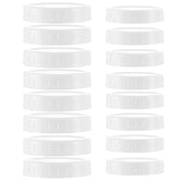 STARUBY 16Pcs Plastic Mason Jar Lids - 8 Regular Mouth Lids and 8 Wide Mouth Plastic Storage Caps for Mason Jars, White