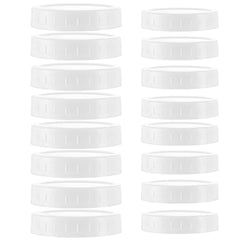 STARUBY 16Pcs Plastic Mason Jar Lids - 8 Regular Mouth Lids and 8 Wide Mouth Plastic Storage Caps for Mason Jars, White