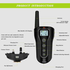 Peteme Dog Training Collar Rechargeable with Beep/Vibra/Electric Shock ,100% Waterproof Training Collar, Up to 1200Ft Remote Shock Electric Collar