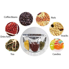 QYQBOON 100 Pcs Resealable Zip Lock Mylar Bag, Stand Up Pouch Bags, Heavy Duty Clear Silver Front with Aluminum Foil Back, Smell Proof Pouches for Food Storage, 3.5" x 5.9" Inch