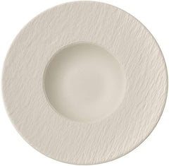 Villeroy & Boch Manufacture Rock Blanc Pasta Plate, Structured Crockery Porcelain, White, 29 cm