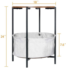 KingSo End Table, 2-Tier Round Industrial Nightstand with Storage Bag, Easy Assembly & Sturdy Sofa Coffee Table for Living Room, Bedroom, Metal Frame Side Table Rustic Brown