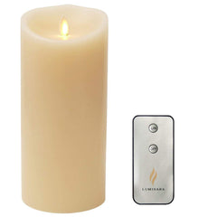 Luminara Flameless Candle Dancing Wick Pillar LED Candle with Remote & Timer, 3.5-inch by 5-inch Ivory ¡