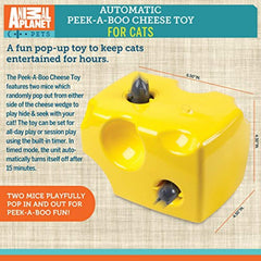 Holipet Automatic Peek-a-Boo Mouse & Cheese Interactive Toy for Cats, Features Built-In Auto Off Function, Pop Out Mice For Hours Of Entertainment, All Day Play W/Away Mode, Battery Operated