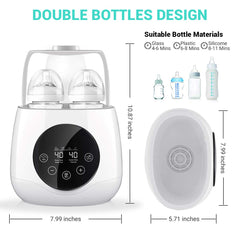 EIVOTOR Baby Bottle Warmer,  Bottle Steam Sterilizer 6-in-1 Double Bottle Baby Food Heater for Evenly Warm Breast Milk or Formula, LED Panel Control Real-time Display, BPA Free