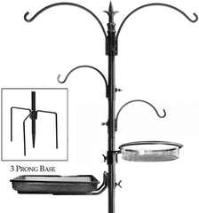 Premium Bird Feeding Station Kit, 22" Wide x 92" Tall (82" Above Ground Height), A Multi Feeder Hanging Kit and Bird Bath for Attracting Wild Birds by AshmanOnline