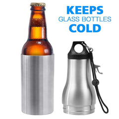 Arcoolor Beer Bottle Insulator, Double Wall Stainless Steel Beer Holder, Keeps Your Beer Colder with With Opener Fit For 12 Oz Bottles For Outdoor, Camping, BBQ, Party