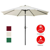 UHINOOS 9FT Patio Umbrella, Outdoor Umbrella with Crank and 8 Ribs, Polyester Aluminum Alloy Pole Tilt Button Outside Table Umbrella, Fade Resistant Water Proof Patio Table Umbrella (Ivory)