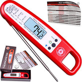 TSYMO Instant Read Meat Thermometer For Cooking And Grill. UPGRADED WITH BACKLIGHT AND WATERPROOF BODY. Best Ultra Fast Digital Kitchen Probe. Includes Internal BBQ Meat Temperature Guide