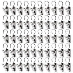 Teenitor 50 PCS Stainless Steel Curtain Clips with Hook for Curtain, Photos, Home Decoration Outdoor Party Wire Holder