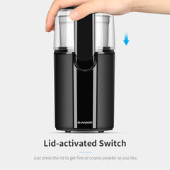 SHCRDOR Coffee & Spice Grinders Electric, 2 Removable Stainless Steel Bowls for dry or wet grinding, Black