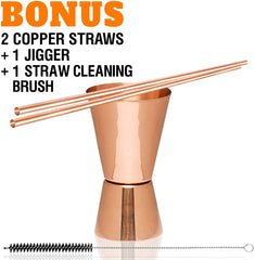 Benicci Moscow Mule Copper Mugs - Set of 2-100% HCNDCRAFTED - Food Safe Pure Solid Copper Mugs - 16 oz Gift Set