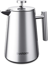 SHCRDOR French Press Coffee Maker, Double-Layer Micron-Sized Filter, Stainless Steel Heat Resistant, Vacuum Cup Wall, 34oz (1000ml)