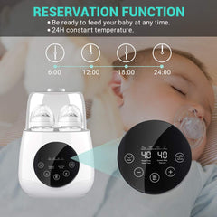 EIVOTOR Baby Bottle Warmer,  Bottle Steam Sterilizer 6-in-1 Double Bottle Baby Food Heater for Evenly Warm Breast Milk or Formula, LED Panel Control Real-time Display, BPA Free