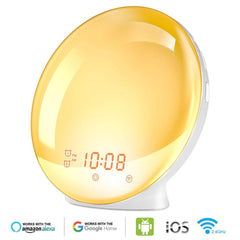 TITIROBA Wake Up Light Alarm Clock, Burbupps Kids Night Light Compatible with Alexa & Google Home, 7 Colored Sunrise Simulation and Sunset Fading, Dual Alarm Clock