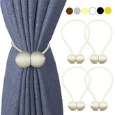 HILELIFE Magnetic Curtain Tiebacks Clips - Window Tie Backs Holders for Home Office Decorative Rope Holdbacks Classic Tiebacks Design, 1 Pair (Grey)