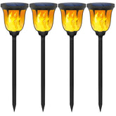 Gold Armour Solar Lights Outdoor - Flickering Flames Torch Solar Path Light - Dancing Flame Lighting 96 LED Dusk to Dawn Flickering Tiki Torches Outdoor Waterproof Garden (4 Pack)