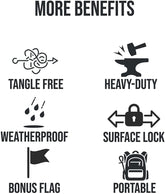 SÄKER Dog Tie Out Stake - Holds 2 Large Dogs over 207lbs Easily - Lifetime Replacement - Heavy Duty Strongest Dog Anchor | Large Dog Stake for Peace of Mind in the Yard, in Camping or at the Beach