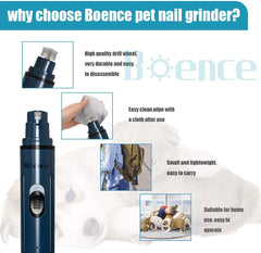 Casfuy Dog Nail Grinder,Pet Nail Grinder, Adjustable Power 2-Speed Electric Rechargeable Pet Nail Trimmer Painless Paws Grooming & Smoothing for Small Medium Dogs & Cats(Drak Blue)