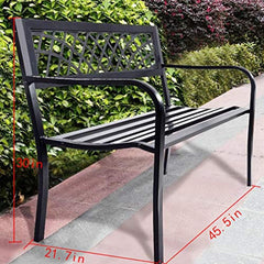 FDW Antique Metal Patio Park Garden Bench Porch Chair Backyard Outdoor Furniture
