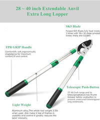 Ymachray Compound Action Anvil Lopper - 28~40 inch Extendable Tree Trimmer and Branch Cutter - 2 Inch Cutting Capacity-Heavy Duty